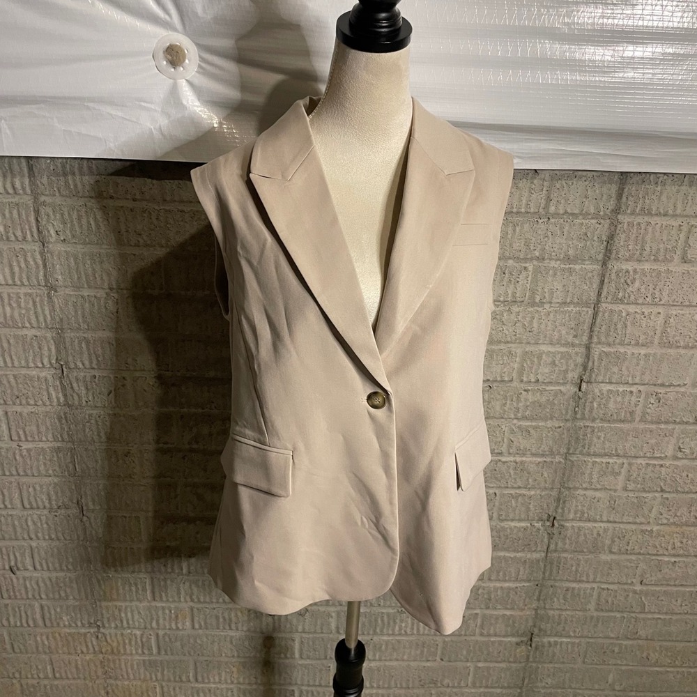 Mina Self Women's Sleeveless Blazer Vest Career‎ Business Casual Top Size L